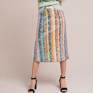 Sold. Anthropologie brand Maeve Sequin Striped Rainbow Pencil Skirt ERAs Tour